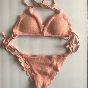 NWT Omkagi Two Piece Bikini. Coral. Large